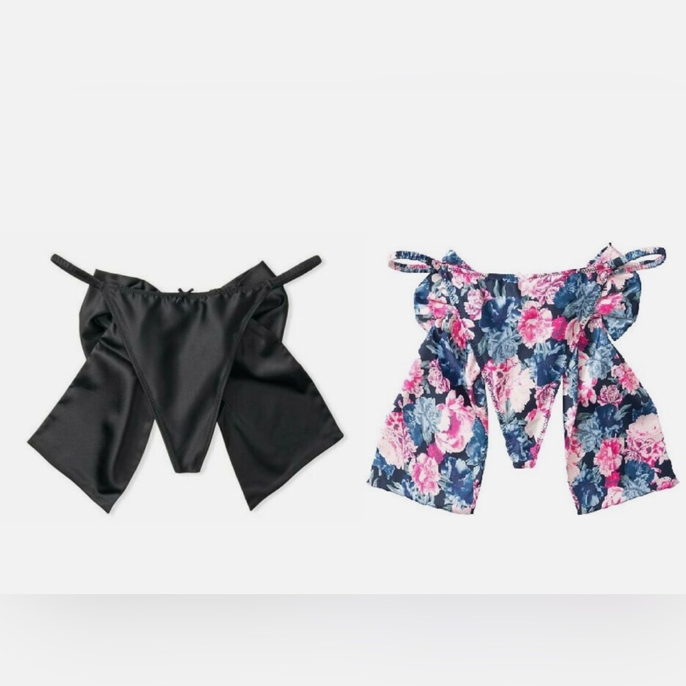 SET of Victoria’s Secret dream angel satin bow back v string Panty Thong BNWOT!
